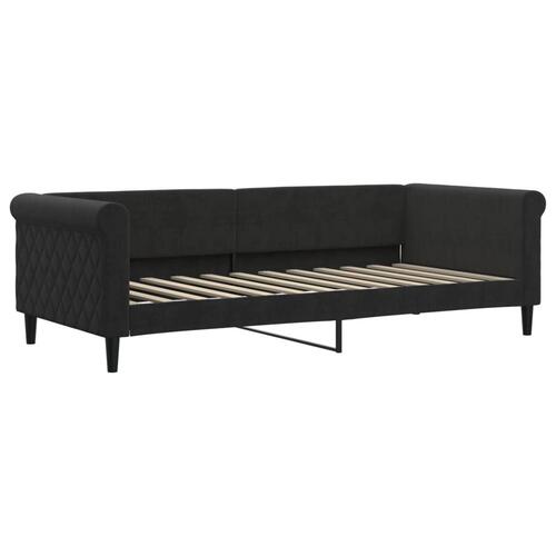 Daybed med udtræk og skuffer 90x200 cm velour sort