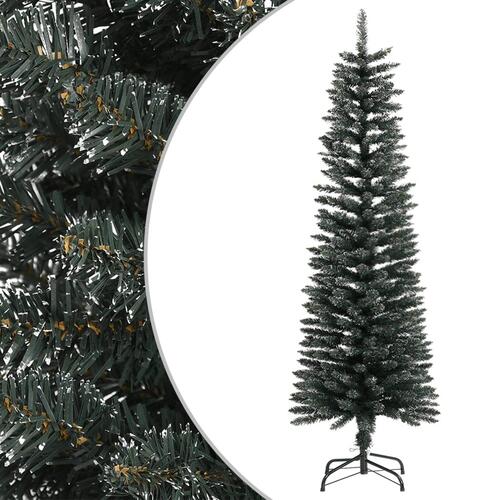 Kunstigt smalt juletræ med juletræsfod 150 cm PVC grøn