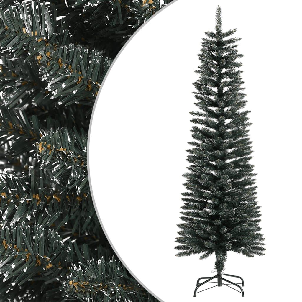 Kunstigt smalt juletræ med juletræsfod 150 cm PVC grøn