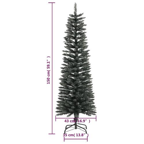 Kunstigt smalt juletræ med juletræsfod 150 cm PVC grøn