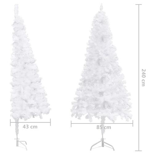 Kunstigt juletræ til hjørne 240 cm PVC hvid