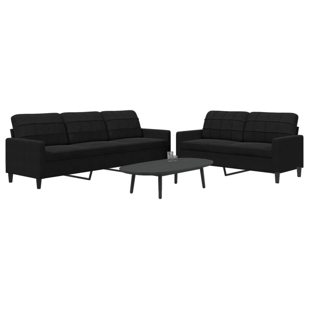 2 personers sofa med hynder velour sort