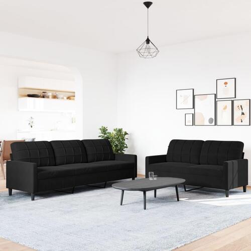 2 personers sofa med hynder velour sort