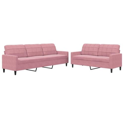 2 personers sofa med hynder velour lyserød