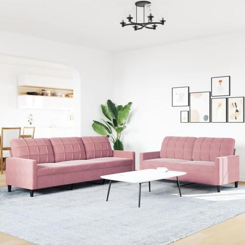 2 personers sofa med hynder velour lyserød