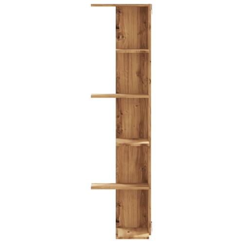 Væghængt hjørnehylde 36,5x36,5x140 cm konstrueret træ eg