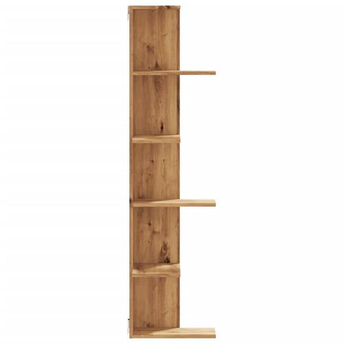 Væghængt hjørnehylde 36,5x36,5x140 cm konstrueret træ eg