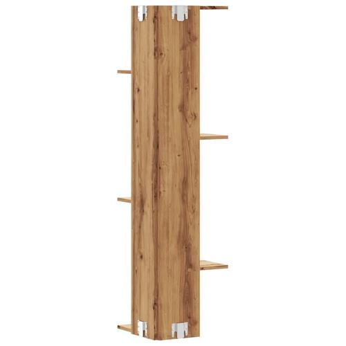 Væghængt hjørnehylde 36,5x36,5x140 cm konstrueret træ eg