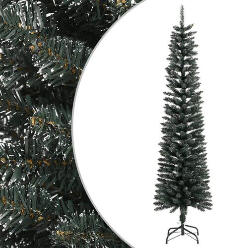 Kunstigt smalt juletræ med juletræsfod 210 cm PVC grøn