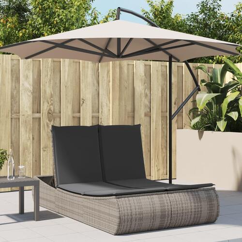 Loungesofa med hynder polyrattan grå