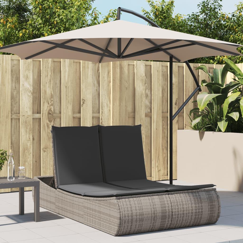 Loungesofa med hynder polyrattan grå
