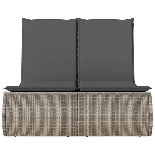 Loungesofa med hynder polyrattan grå