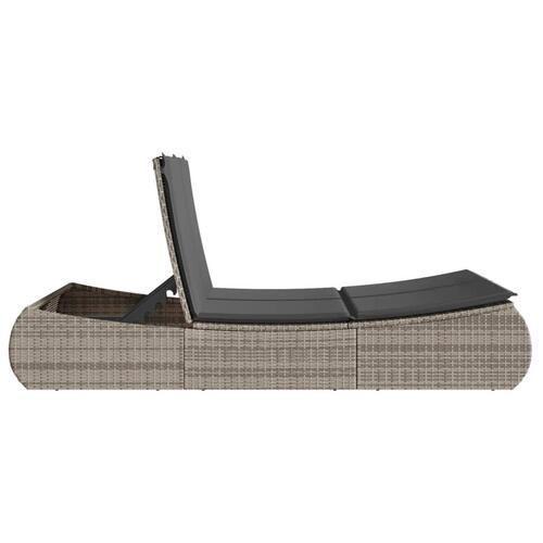 Loungesofa med hynder polyrattan grå