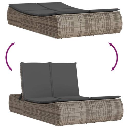 Loungesofa med hynder polyrattan grå