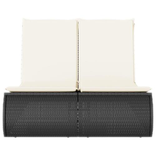 Dobbelt loungesofa med hynder polyrattan sort
