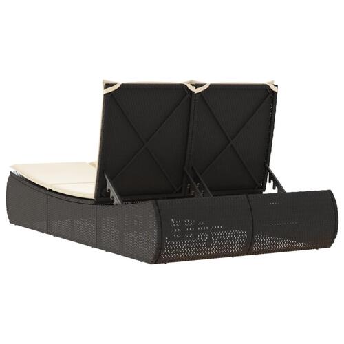 Dobbelt loungesofa med hynder polyrattan sort