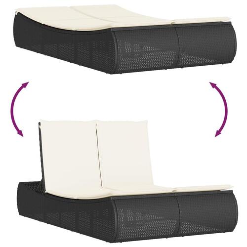 Dobbelt loungesofa med hynder polyrattan sort