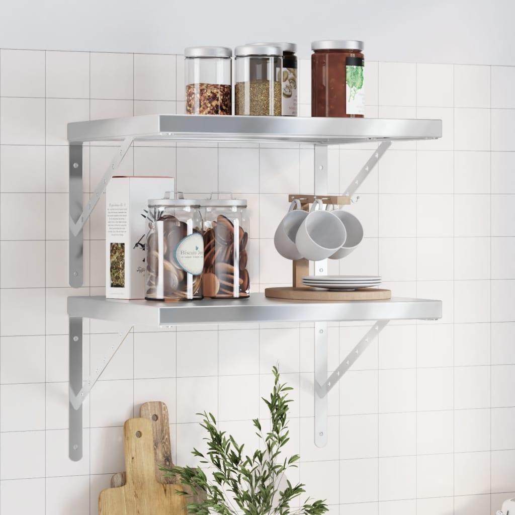 Væghylder Rustfrit Stål Farvet - Sølv / 50 x 40 x 3 cm