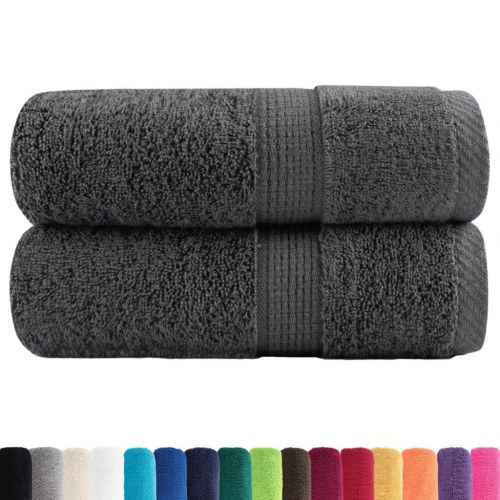 Premium gæstehåndklæder - 2 stk. antracit 30×50 cm, 600 gsm (SOLUND)