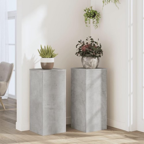 Plantestativer - 2 stk. 30×30×70 cm i konstrueret træ, betongrå
