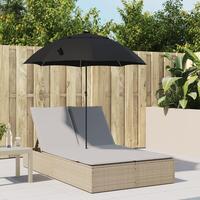 Dobbelt loungesofa med hynder og parasol polyrattan beige