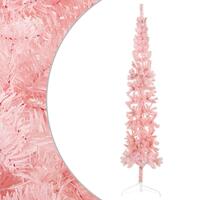 Kunstigt halvt juletræ med juletræsfod 240 cm smalt pink