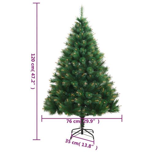 Kunstigt juletræ med juletræsfod 120 cm hængslet