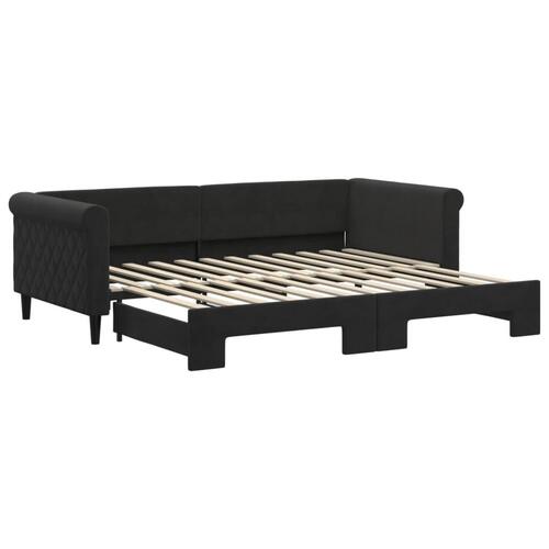 Daybed med udtræk 90x200 cm velour sort