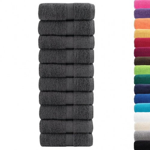 Premium gæstehåndklæder - 10 stk. antracit, 30×50 cm, 600 gsm (SOLUND)