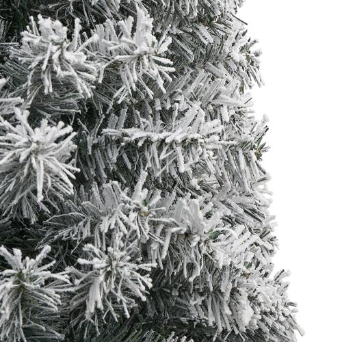 Smalt juletræ med juletræsfod og sne 300 cm PVC
