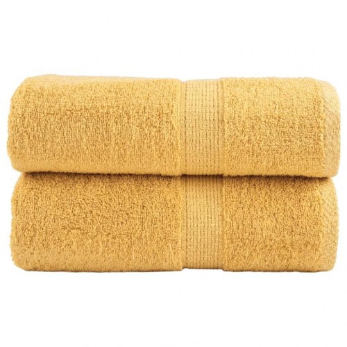 Premium gæstehåndklæder - 2 stk. guld 30×50 cm, 600 gsm (SOLUND)