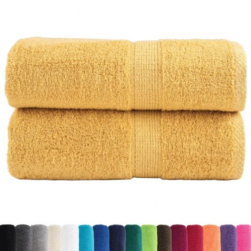 Premium gæstehåndklæder - 2 stk. guld 30×50 cm, 600 gsm (SOLUND)