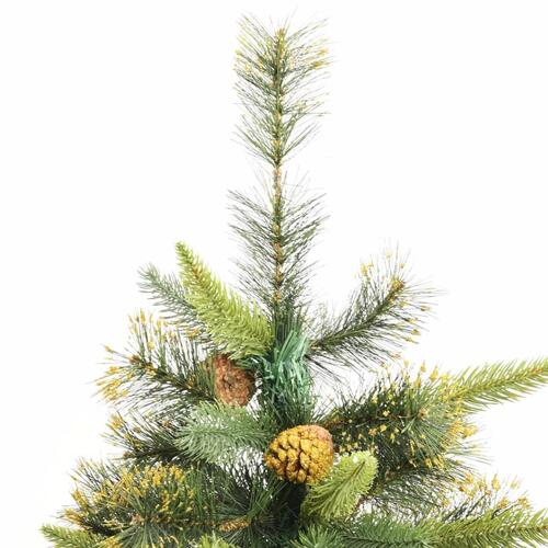 Kunstigt juletræ med grankogler 180 cm hængslet