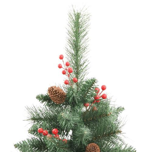 Kunstigt juletræ med grankogler og bær 240 cm hængslet