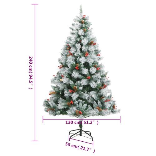 Kunstigt juletræ med grankogler og bær 240 cm hængslet