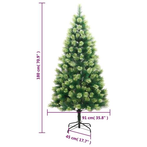 Kunstigt juletræ med juletræsfod 180 cm hængslet