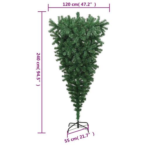 Omvendt kunstigt juletræ med fod 240 cm grøn