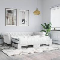 Daybed med udtræk og madrasser 90x200 cm kunstlæder hvid