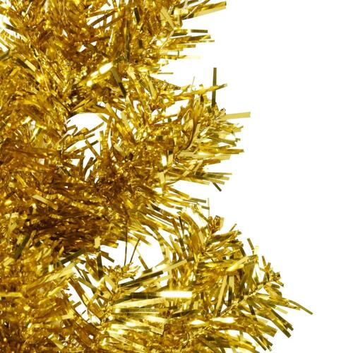 Kunstigt halvt juletræ med juletræsfod 240 cm smalt guldfarvet
