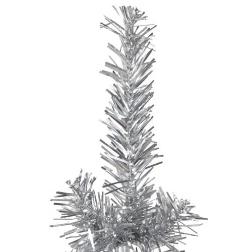 Kunstigt halvt juletræ med juletræsfod 240 cm smalt sølvfarvet