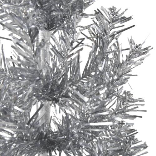 Kunstigt halvt juletræ med juletræsfod 240 cm smalt sølvfarvet