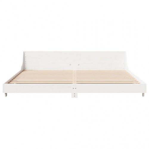 Sengeramme uden madras 200x200 cm massivt fyrretræ hvid