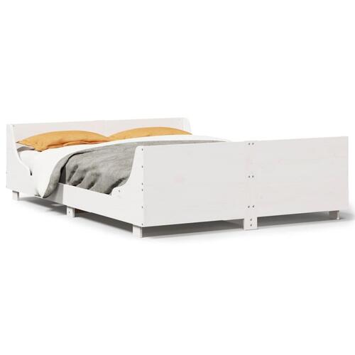 Sengeramme uden madras 135x190 cm massivt fyrretræ hvid