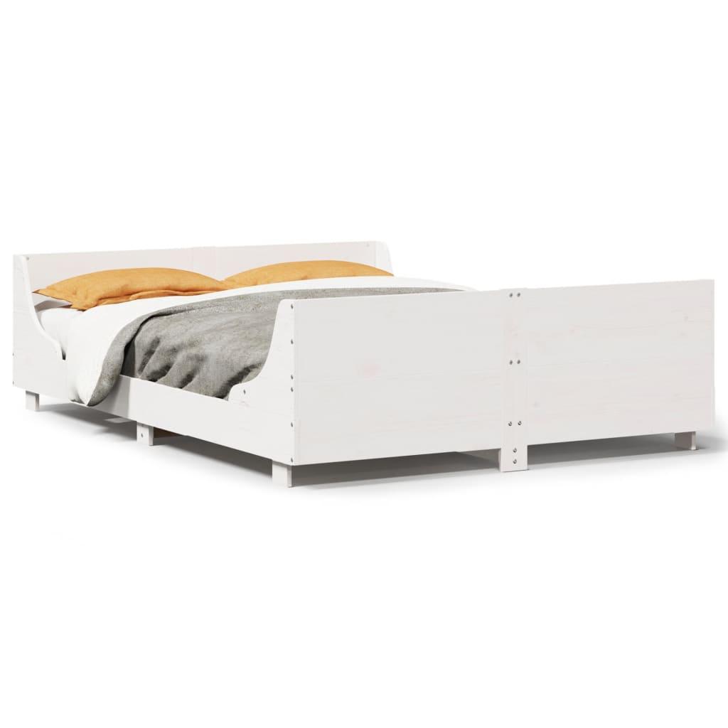 Sengeramme uden madras 135x190 cm massivt fyrretræ hvid