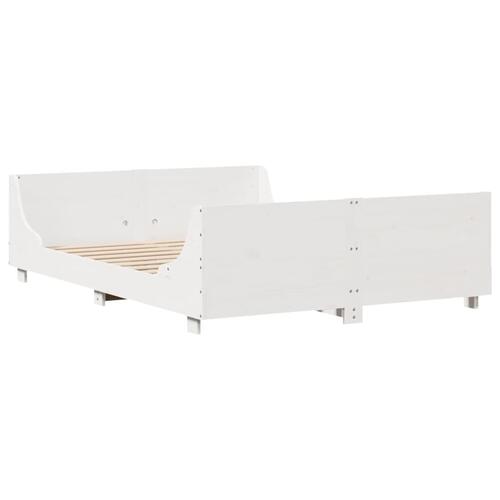 Sengeramme uden madras 135x190 cm massivt fyrretræ hvid
