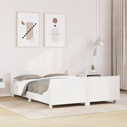 Sengeramme uden madras 135x190 cm massivt fyrretræ hvid