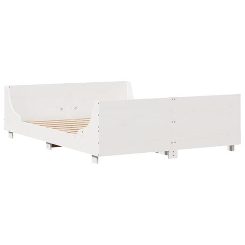 Sengeramme uden madras 135x190 cm massivt fyrretræ hvid