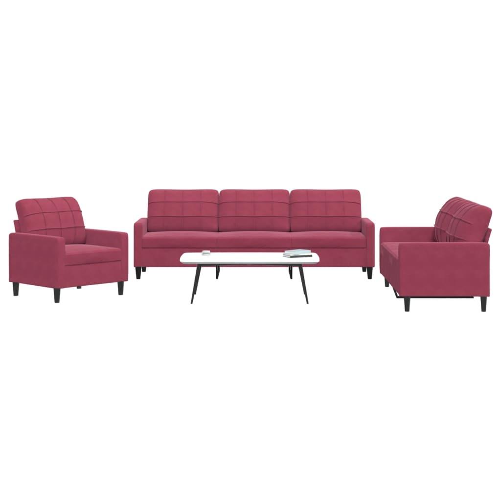 2 personers sofa med hynder velour vinrød