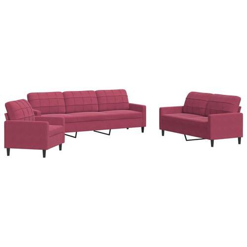 2 personers sofa med hynder velour vinrød