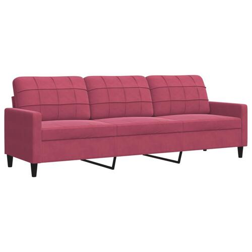 2 personers sofa med hynder velour vinrød